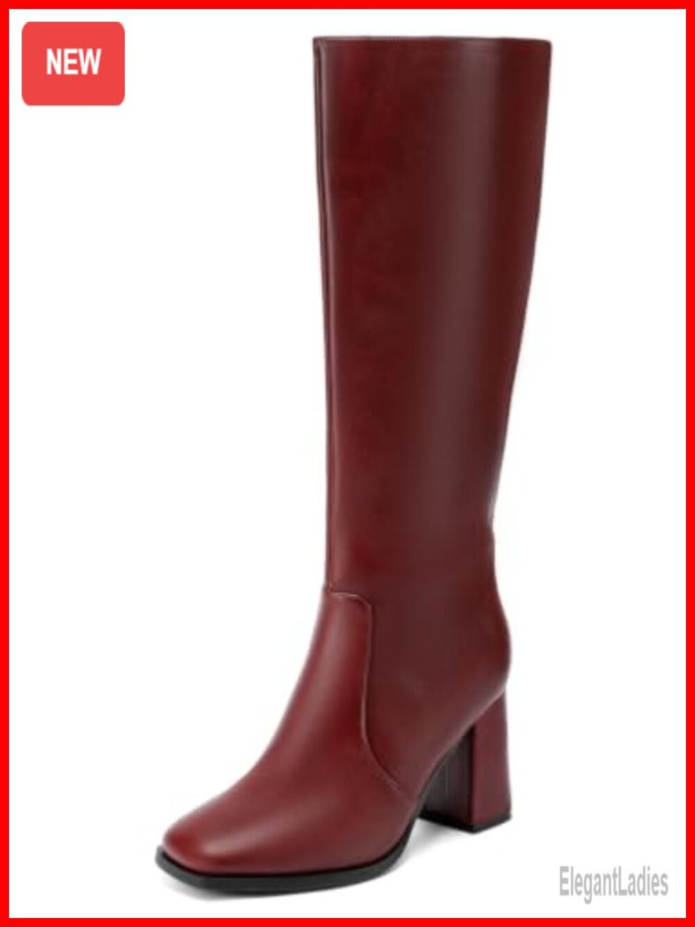 Wide Calf Knee High Boots for Women Square Toe 3.5-Inch Tall Boots
